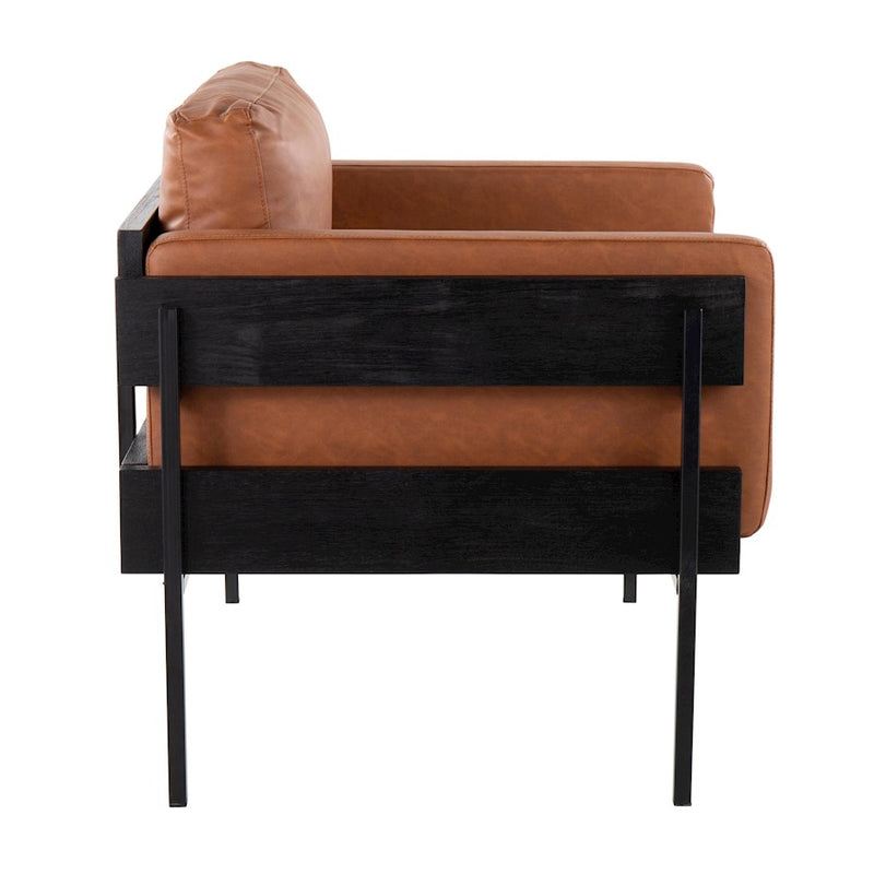 LumiSource Kari Chair, Black/Black Wood/Camel PU