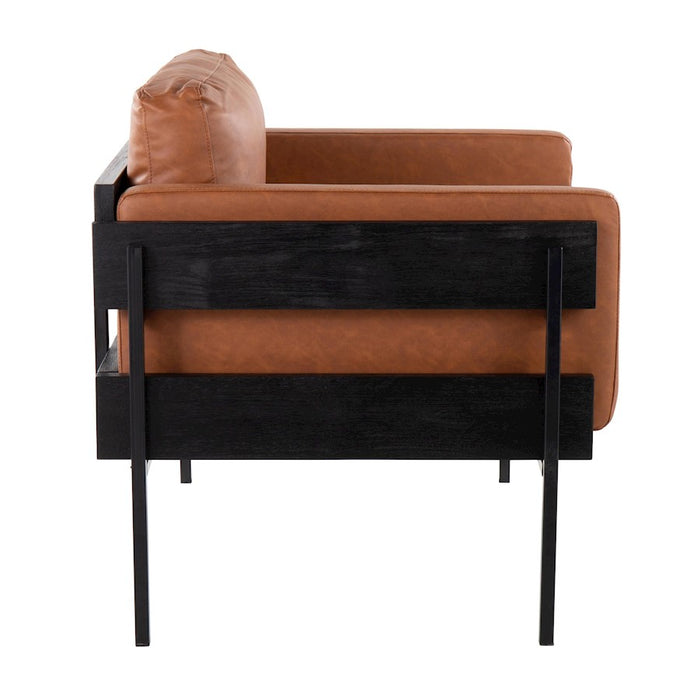 LumiSource Kari Chair, Black/Black Wood/Camel PU