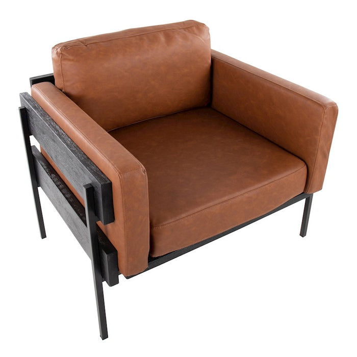 LumiSource Kari Chair, Black/Black Wood/Camel PU