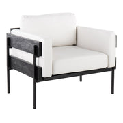 LumiSource Kari Chair, Black Metal/Black Wood/White PU - CHR-KARIPU2BKBKW