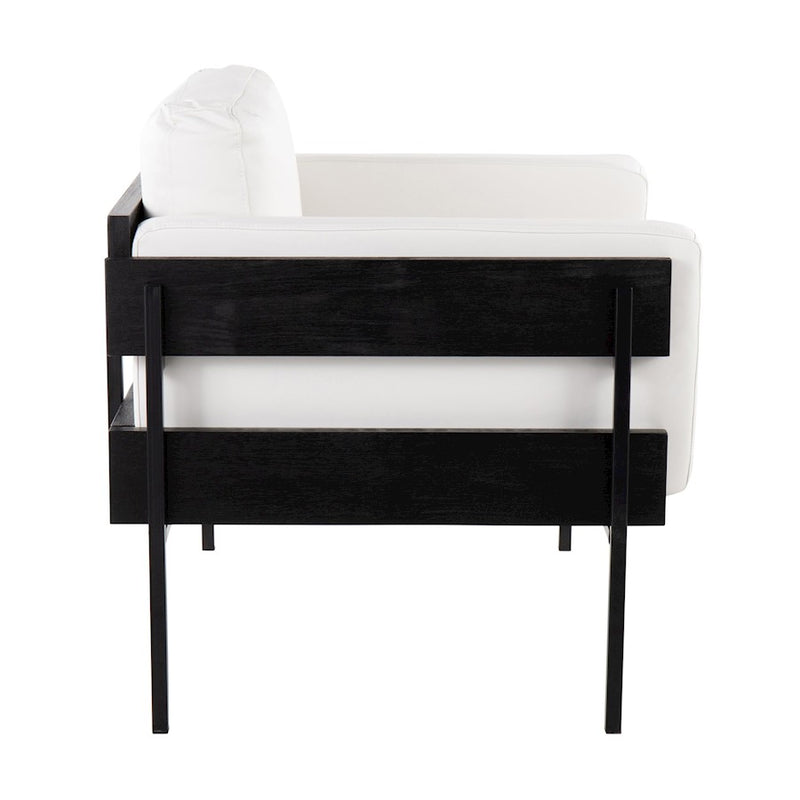 LumiSource Kari Chair, Black Metal/Black Wood/White PU