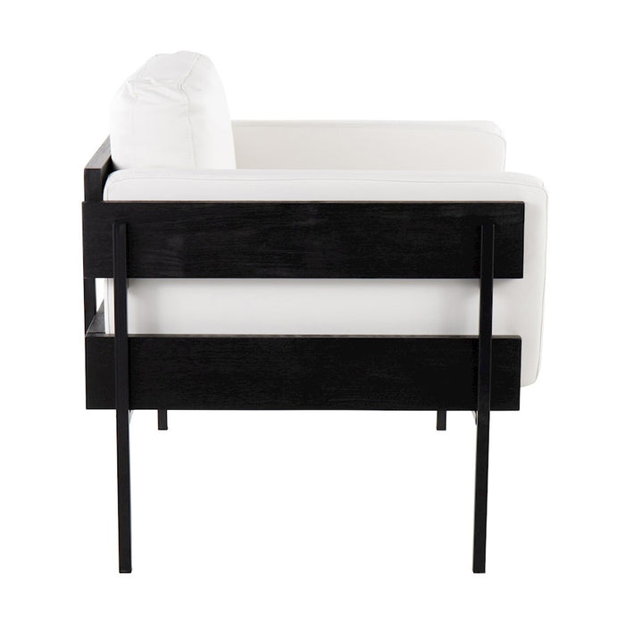 LumiSource Kari Chair, Black Metal/Black Wood/White PU