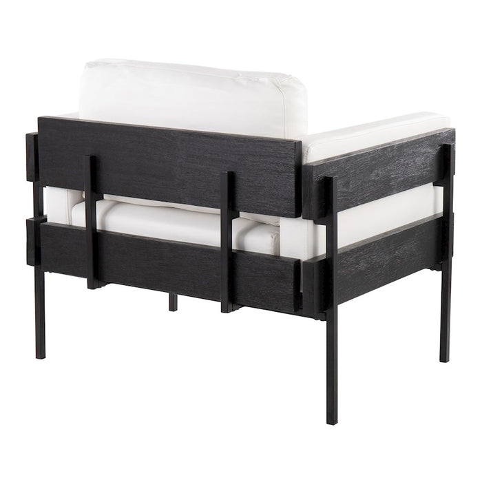 LumiSource Kari Chair, Black Metal/Black Wood/White PU