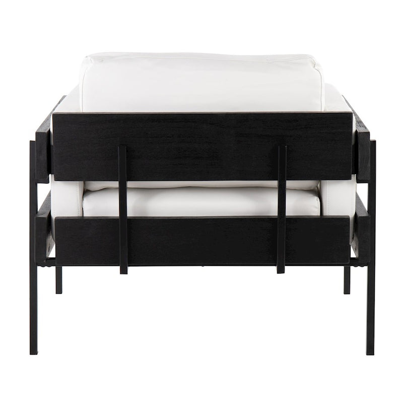 LumiSource Kari Chair, Black Metal/Black Wood/White PU