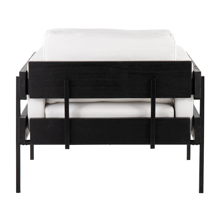 LumiSource Kari Chair, Black Metal/Black Wood/White PU
