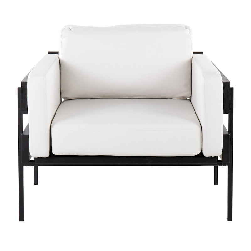 LumiSource Kari Chair, Black Metal/Black Wood/White PU