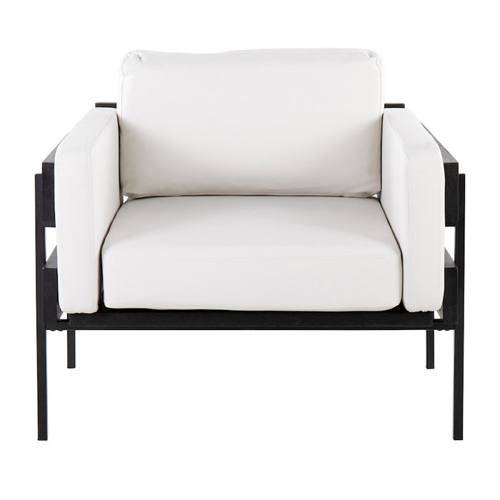 LumiSource Kari Chair, Black Metal/Black Wood/White PU