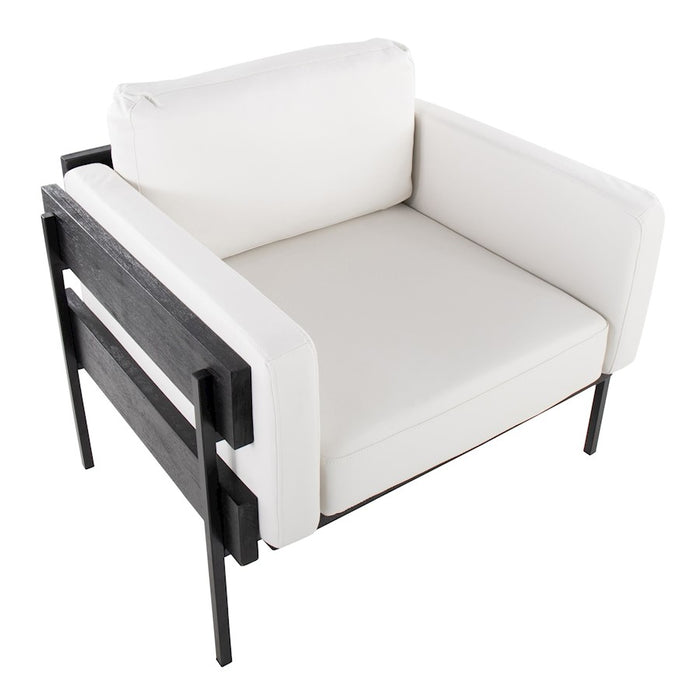 LumiSource Kari Chair, Black Metal/Black Wood/White PU