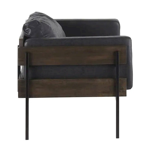 LumiSource Kari Chair, Black/Brown Wood/Black PU