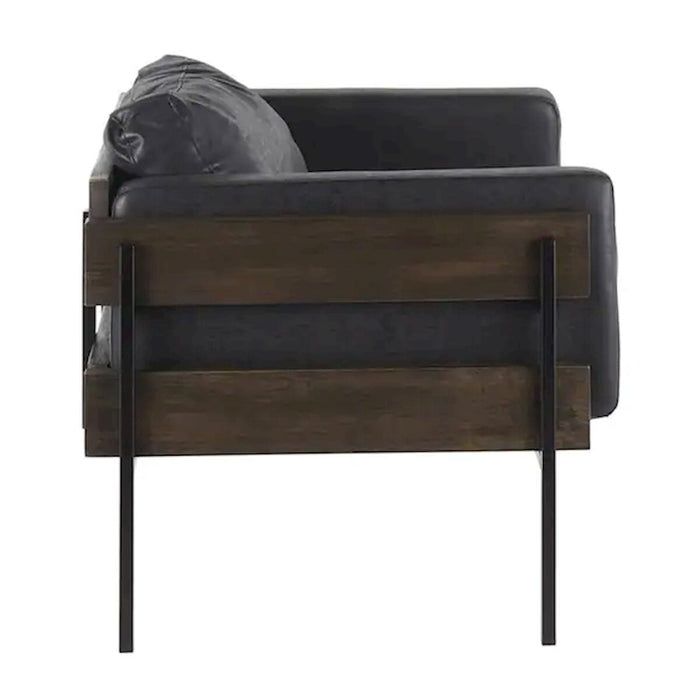 LumiSource Kari Chair, Black/Brown Wood/Black PU