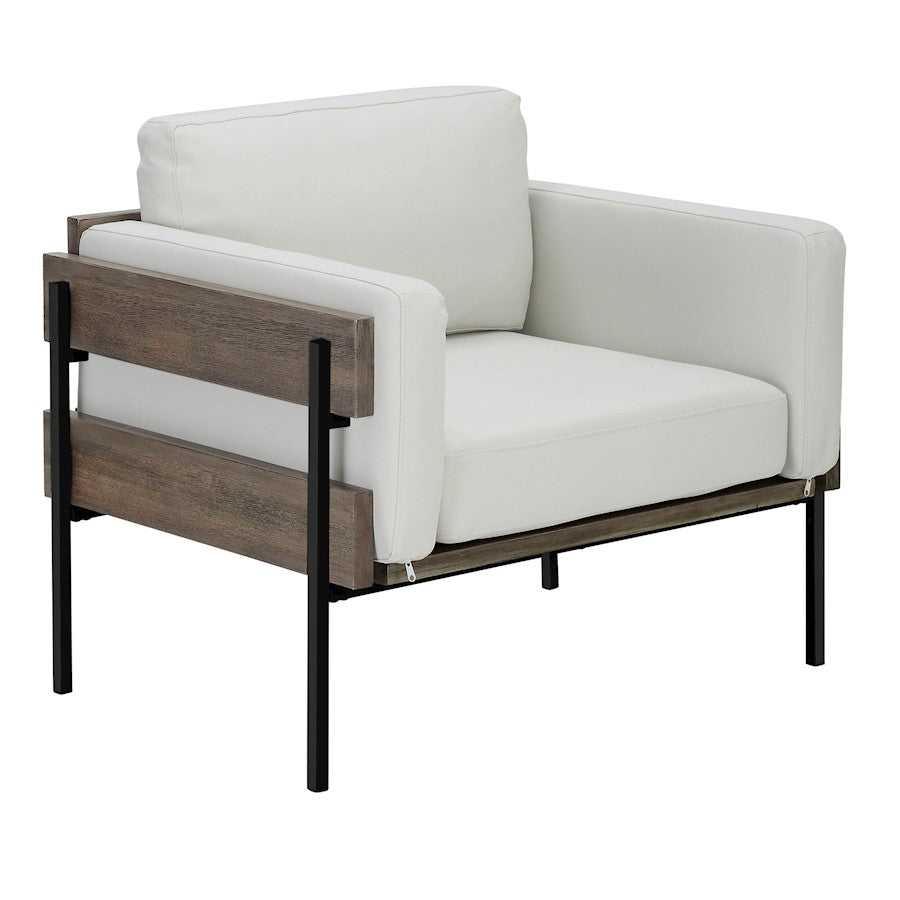 LumiSource Kari Chair, Black Metal/Brown Wood/White PU - CHR-KARIPU2BKBNW