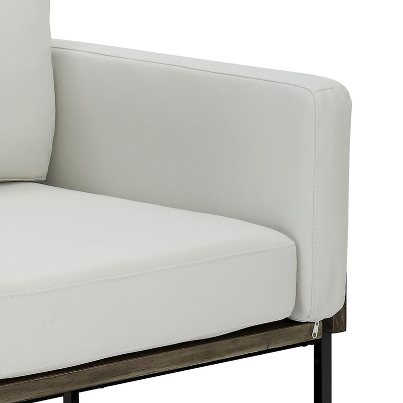 LumiSource Kari Chair, Black Metal/Brown Wood/White PU