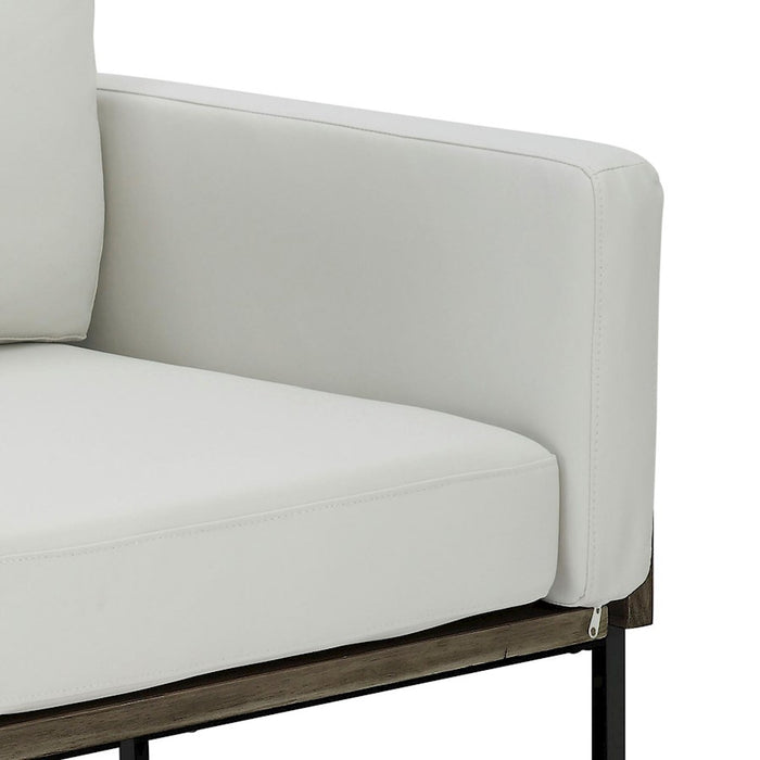 LumiSource Kari Chair, Black Metal/Brown Wood/White PU