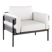 LumiSource Kari Chair, Black Metal/Grey Wood/White PU - CHR-KARIPU2BKGYW