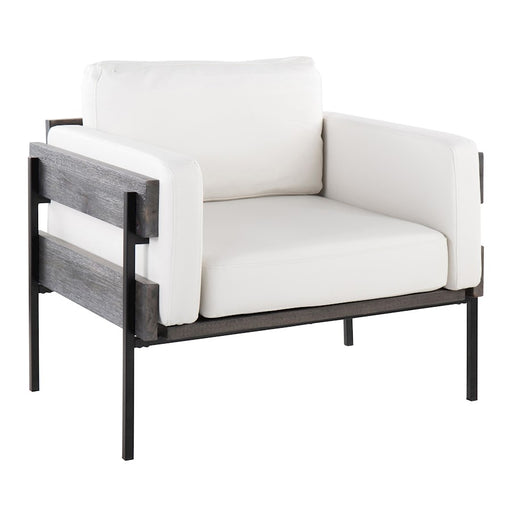 LumiSource Kari Chair, Black Metal/Grey Wood/White PU - CHR-KARIPU2BKGYW