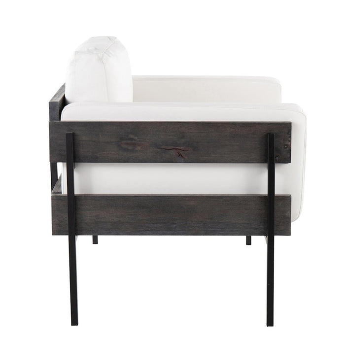LumiSource Kari Chair, Black Metal/Grey Wood/White PU