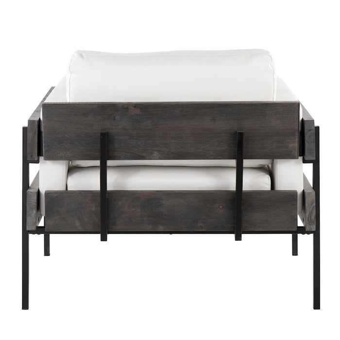 LumiSource Kari Chair, Black Metal/Grey Wood/White PU