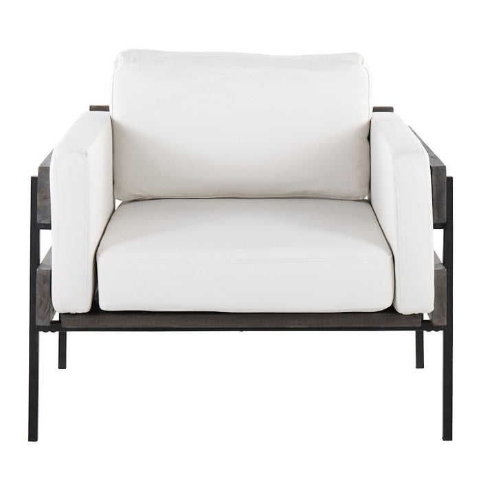 LumiSource Kari Chair, Black Metal/Grey Wood/White PU