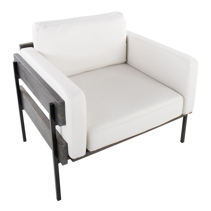 LumiSource Kari Chair, Black Metal/Grey Wood/White PU