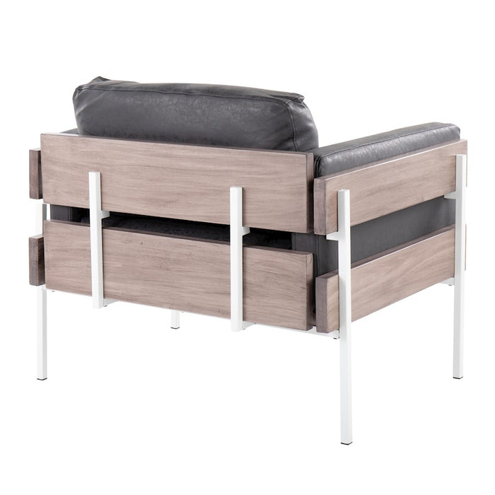 LumiSource Kari Chair, White Metal/Grey Wood/Black PU