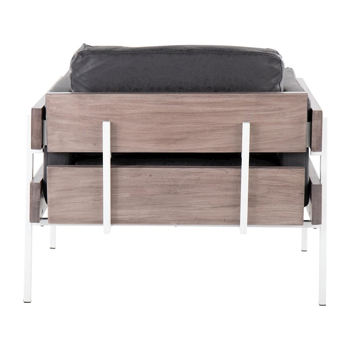 LumiSource Kari Chair, White Metal/Grey Wood/Black PU