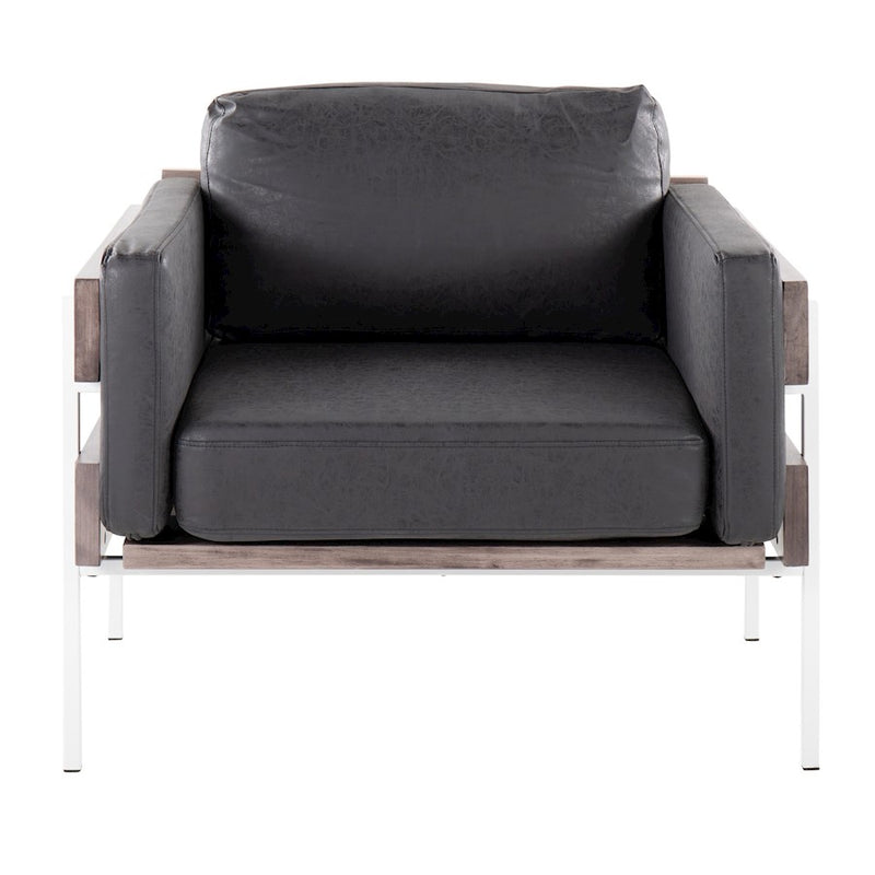 LumiSource Kari Chair, White Metal/Grey Wood/Black PU
