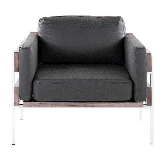 LumiSource Kari Chair, White Metal/Grey Wood/Black PU