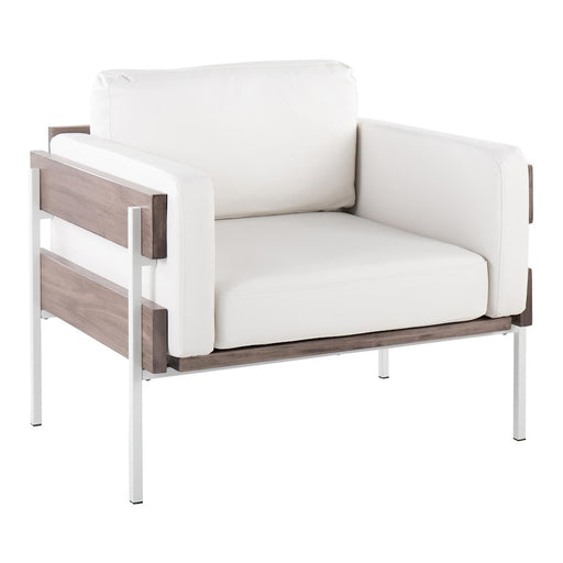 LumiSource Kari Chair, White Metal/Grey Wood- CHR-KARIPU2WGYW