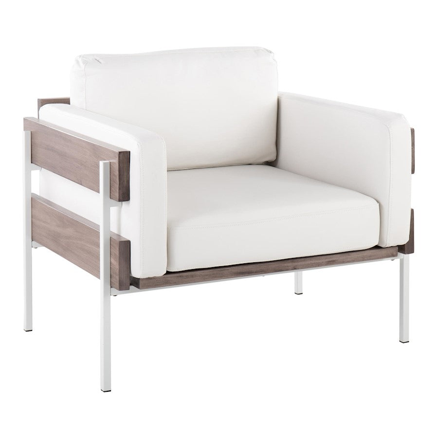 LumiSource Kari Chair, White Metal/Grey Wood- CHR-KARIPU2WGYW