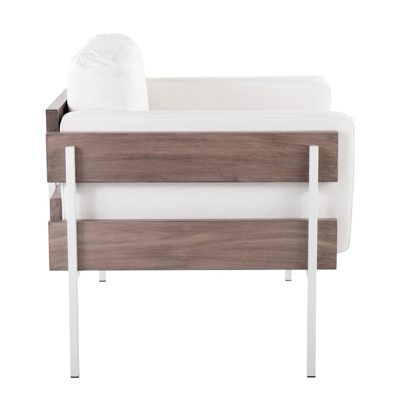 LumiSource Kari Chair, White Metal/Grey Wood- CHR-KARIPU2WGYW