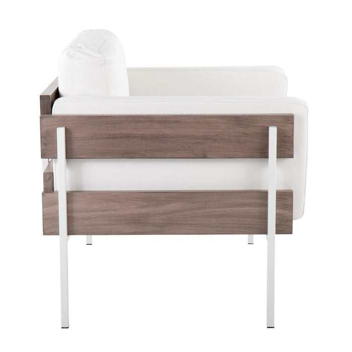 LumiSource Kari Chair, White Metal/Grey Wood- CHR-KARIPU2WGYW
