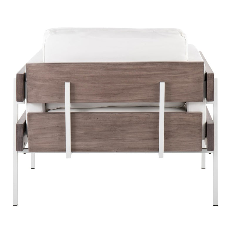 LumiSource Kari Accent Chair | White Metal, Grey Wood, White PU | Living Room & Office Seating | 36 W x 30 D x 30.5 H in | Model CHR-KARIPU2WGYW