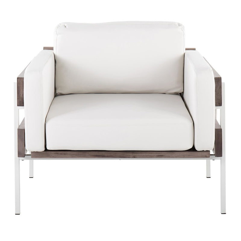 LumiSource Kari Chair, White Metal/Grey Wood- CHR-KARIPU2WGYW