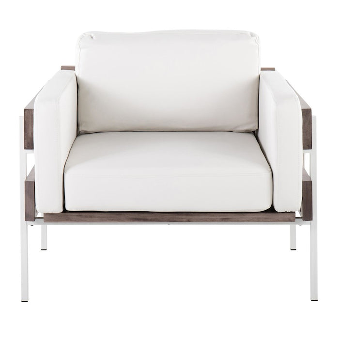 LumiSource Kari Chair, White Metal/Grey Wood- CHR-KARIPU2WGYW