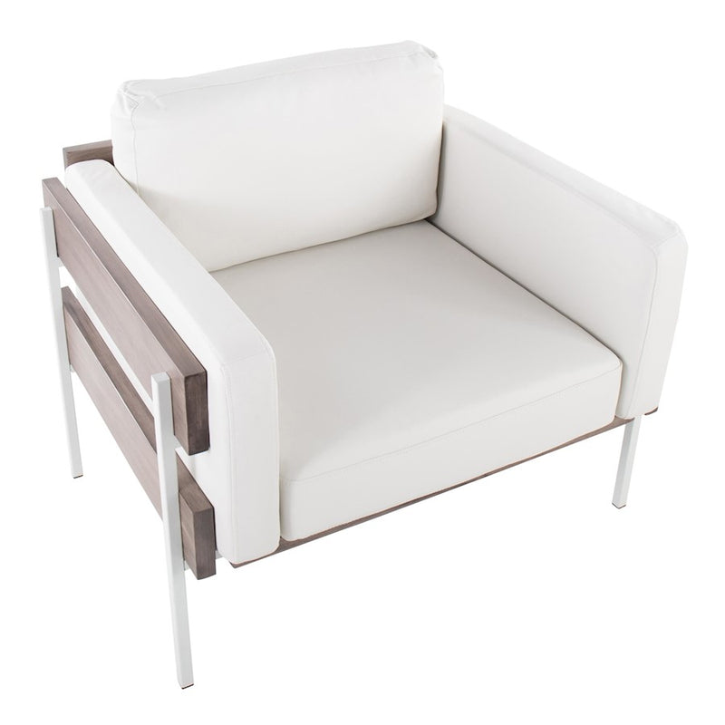 LumiSource Kari Chair, White Metal/Grey Wood- CHR-KARIPU2WGYW