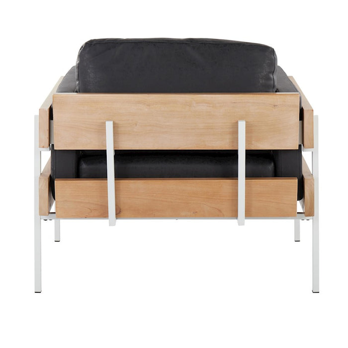 LumiSource Kari Chair, White/Natural Wood/Black PU