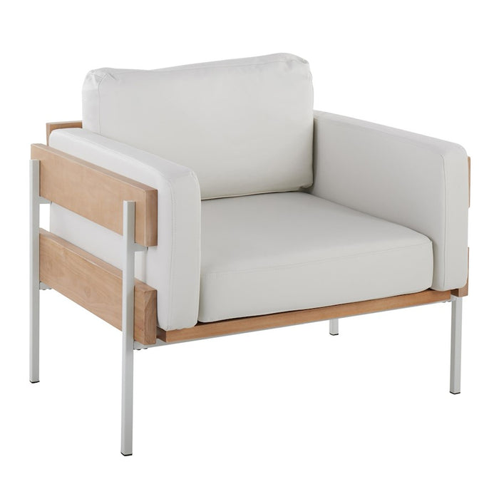 LumiSource Kari Chair, White Metal/Natural Wood - CHR-KARIPU2WNAW