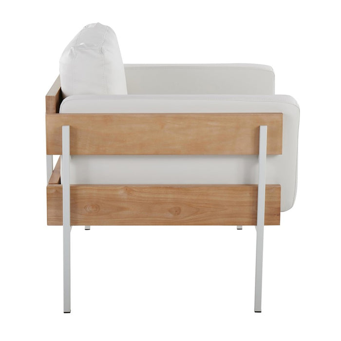 LumiSource Kari Chair, White Metal/Natural Wood