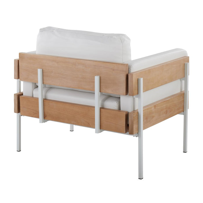 LumiSource Kari Chair, White Metal/Natural Wood