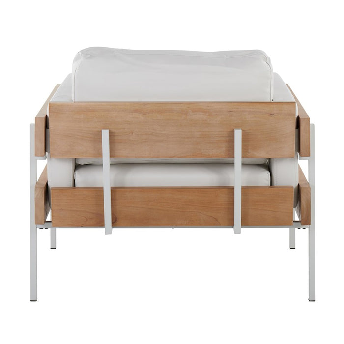 LumiSource Kari Chair, White Metal/Natural Wood