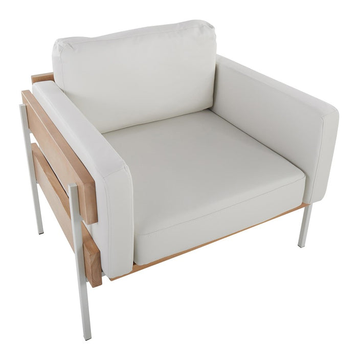 LumiSource Kari Chair, White Metal/Natural Wood