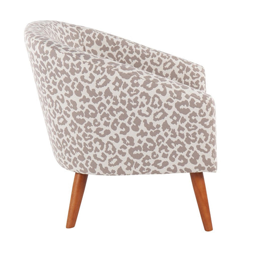 LumiSource Canary Leopard Tub Chair, Brown Wood/Beige Leopard