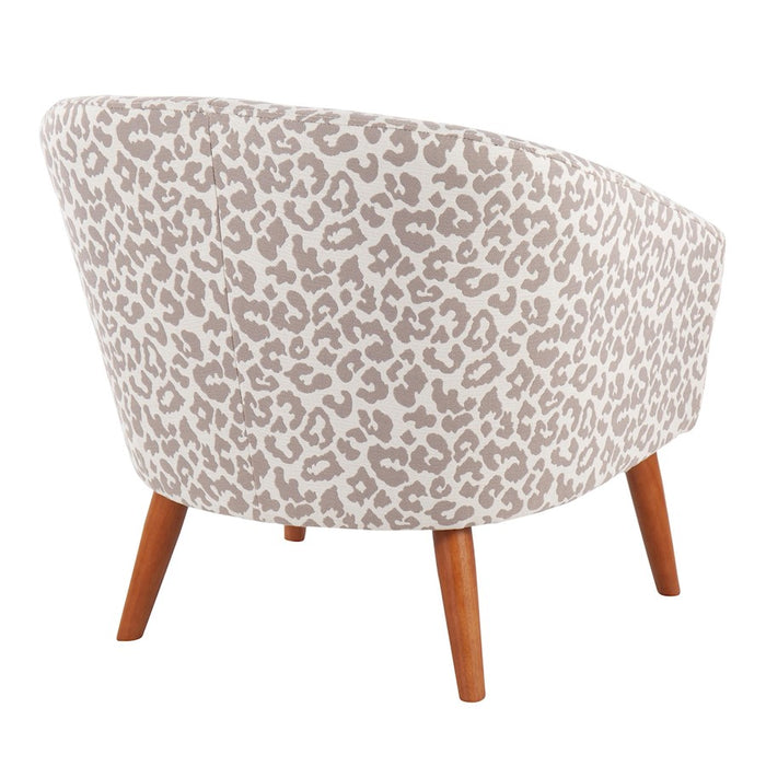 LumiSource Canary Leopard Tub Chair, Brown Wood/Beige Leopard