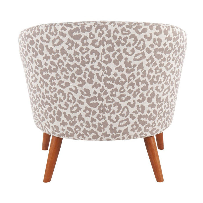 LumiSource Canary Leopard Tub Chair, Brown Wood/Beige Leopard
