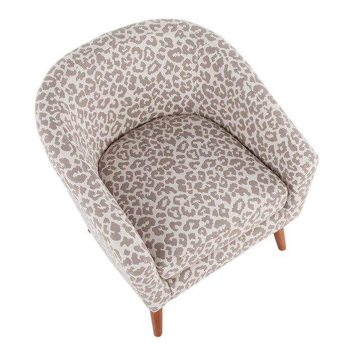 LumiSource Canary Leopard Tub Chair, Brown Wood/Beige Leopard