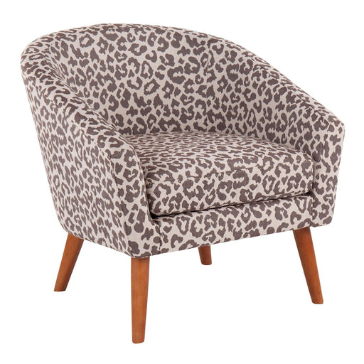 LumiSource Canary Leopard Tub Chair, Brown Wood - CHR-LEOPARDBNBN