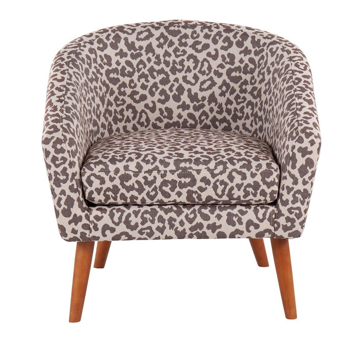 LumiSource Canary Leopard Tub Chair, Brown Wood