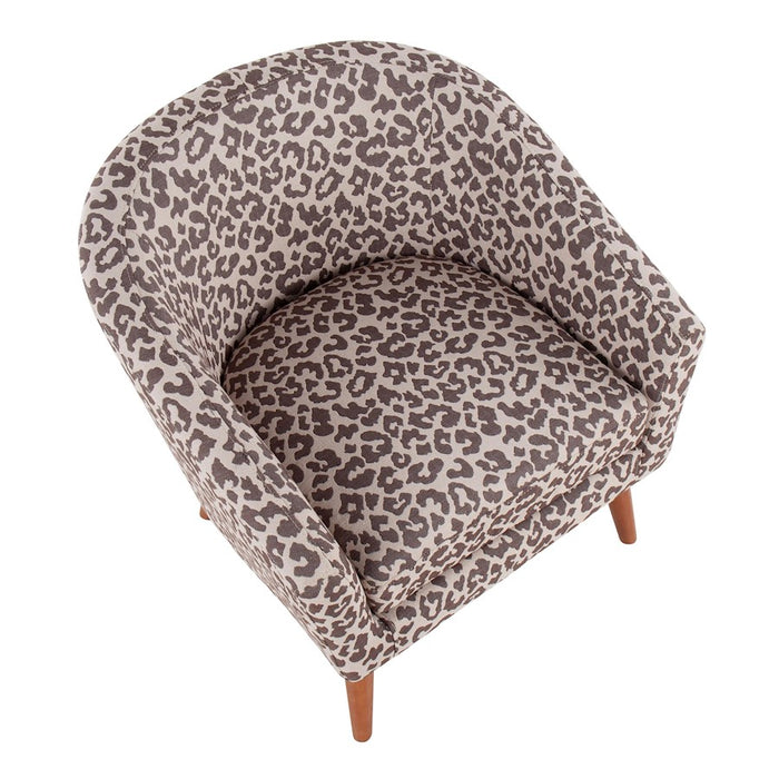 LumiSource Canary Leopard Tub Chair, Brown Wood