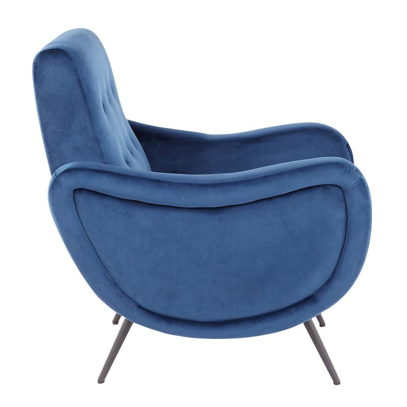 LumiSource Rafael Lounge Chair | Contemporary Black Metal & Blue Velvet | Living Room & Lounge | 28 x 32 x 34 in | Model CHR-RAFAELBKVBU
