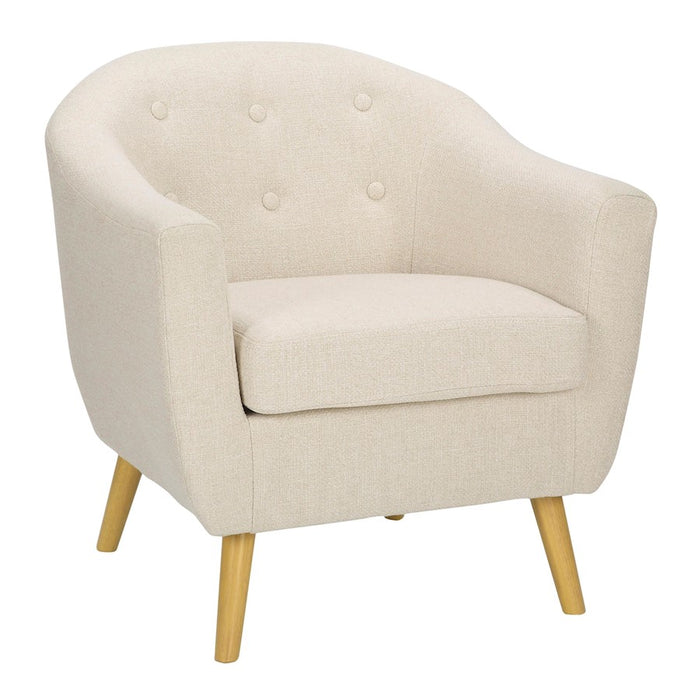 LumiSource Rockwell Chair, Natural Wood/Cream Fabric - CHR-RKWLNACR